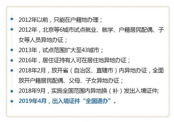 2019年4月1日起内地居民申领出入境证件实行“全国通办”